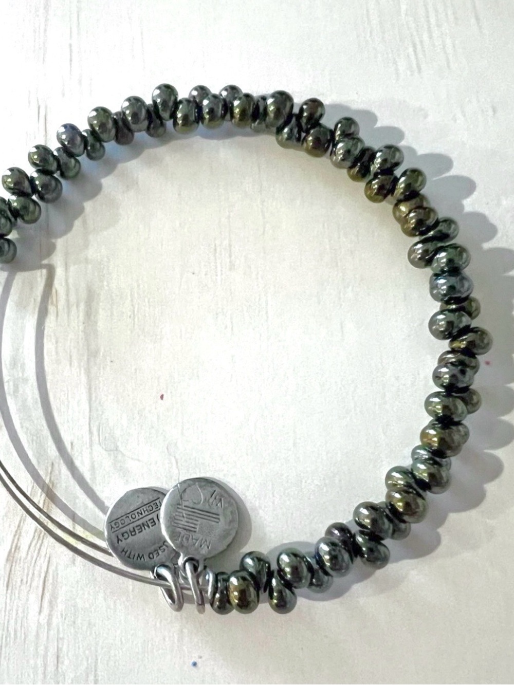Alex and Ani Nile Hematite Iridescent Bead Expandable Bracelet